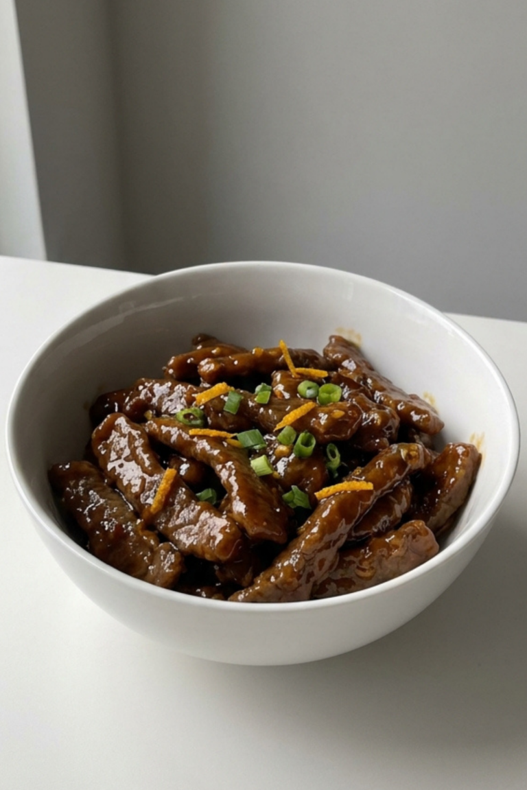 Orange Soy Glazed Beef Strips