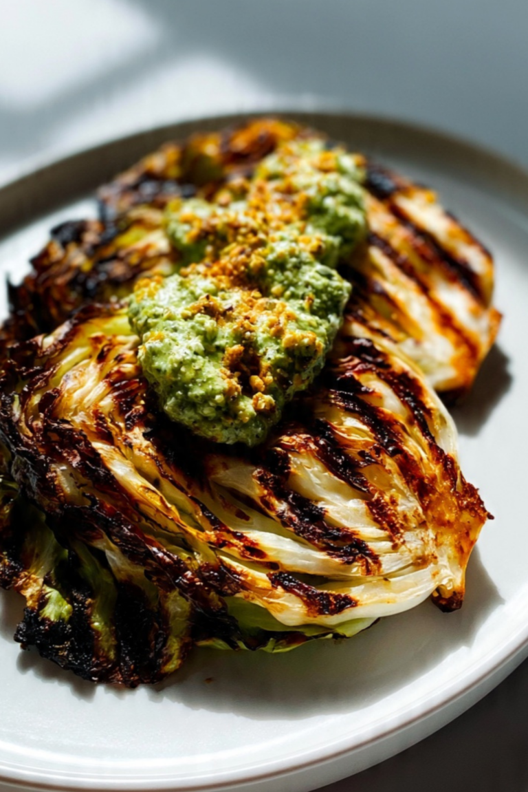 Charred Cabbage with Pistachio Sauce