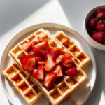 Aesthetic Breakfast Strawberry Waffles