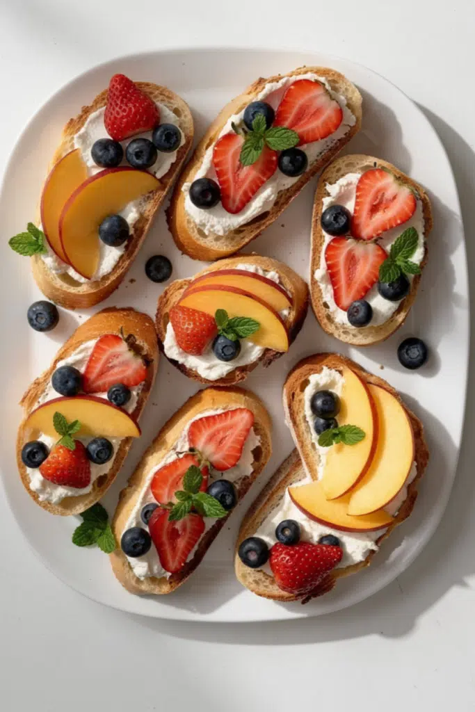 Summer Fruit & Goat Cheese Crostini