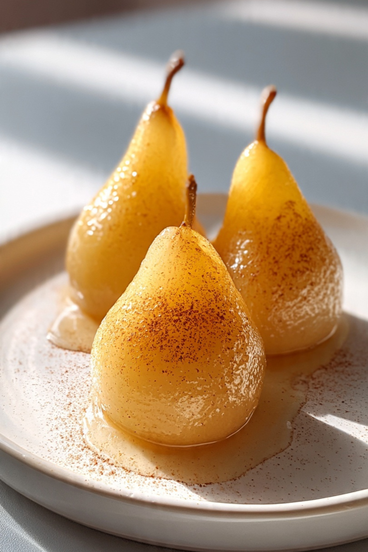 Honey Cinnamon Poached Pears